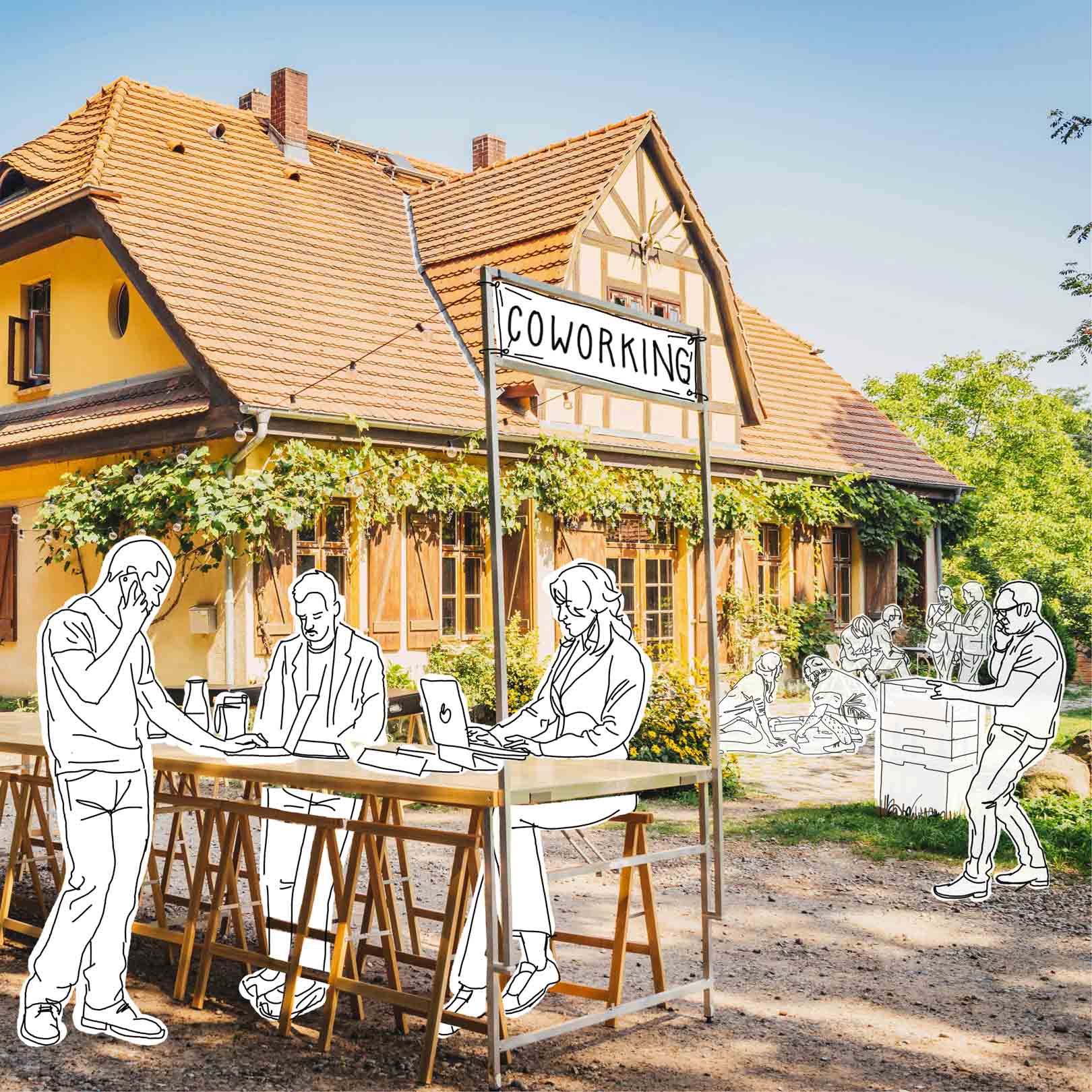 Moderne Arbeitsumgebung im Freien