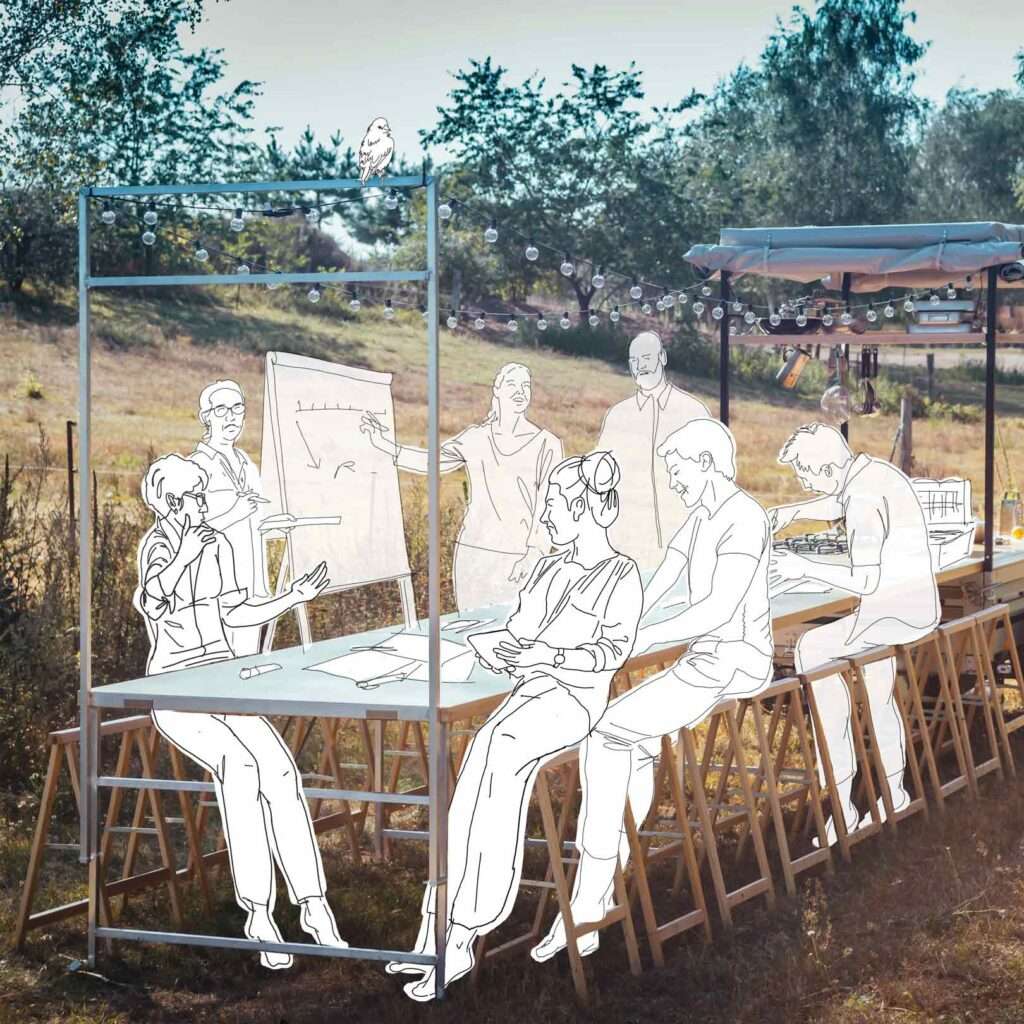 Menschen arbeiten in einem kreativen Raum.