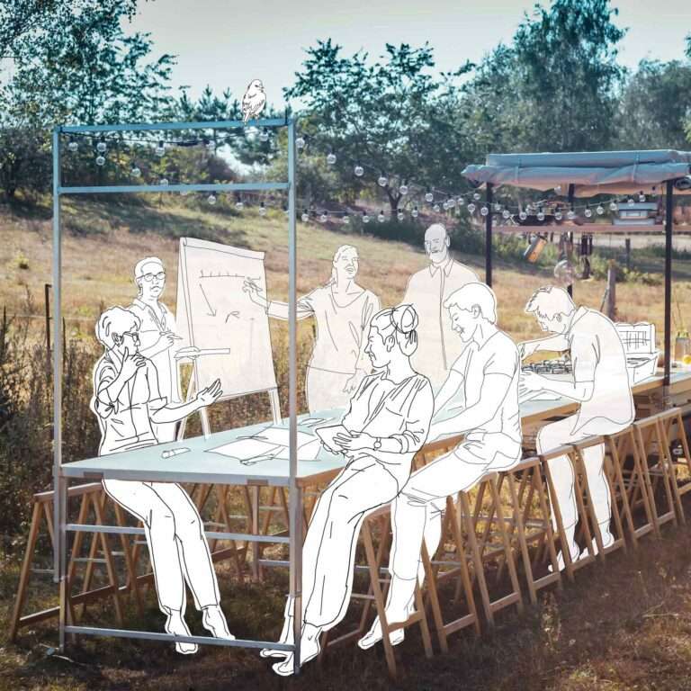 Menschen arbeiten in einem kreativen Raum.