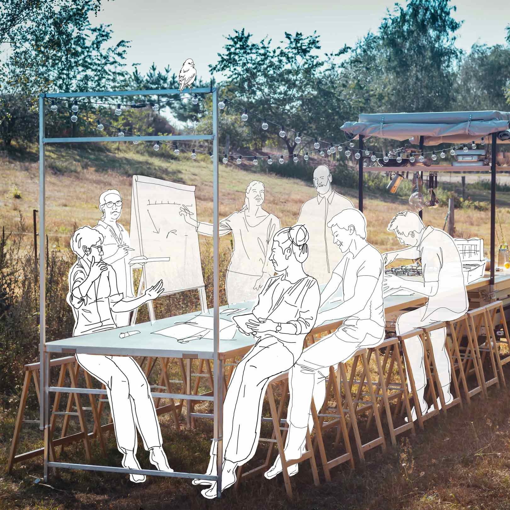 Menschen arbeiten in einem kreativen Raum.